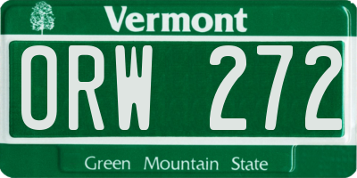 VT license plate ORW272