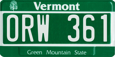 VT license plate ORW361