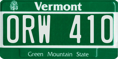 VT license plate ORW410