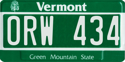 VT license plate ORW434