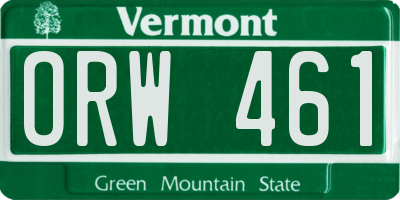 VT license plate ORW461