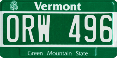VT license plate ORW496