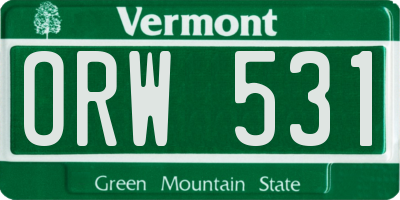 VT license plate ORW531