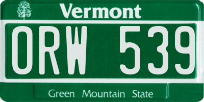 VT license plate ORW539