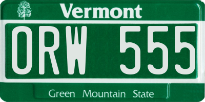 VT license plate ORW555