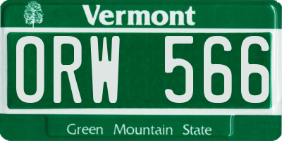 VT license plate ORW566