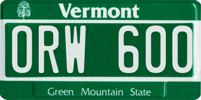 VT license plate ORW600