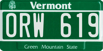 VT license plate ORW619