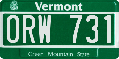 VT license plate ORW731