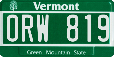 VT license plate ORW819