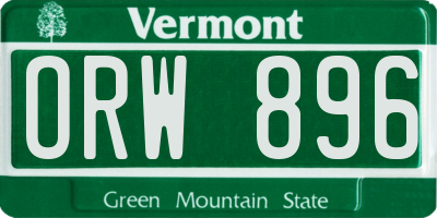 VT license plate ORW896
