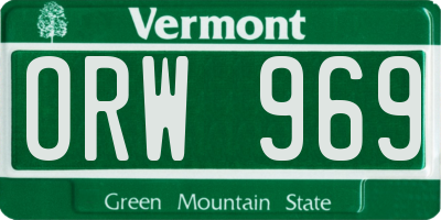 VT license plate ORW969