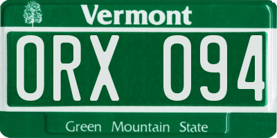 VT license plate ORX094