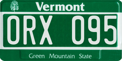 VT license plate ORX095