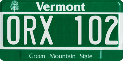 VT license plate ORX102