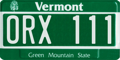 VT license plate ORX111