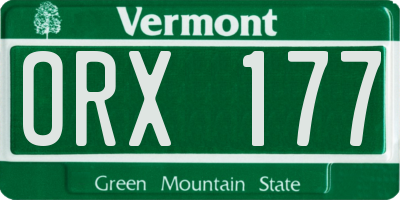 VT license plate ORX177