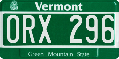 VT license plate ORX296