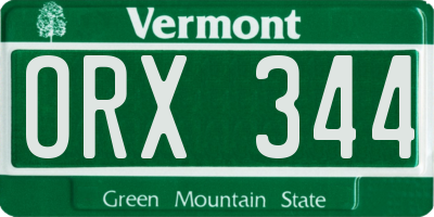 VT license plate ORX344
