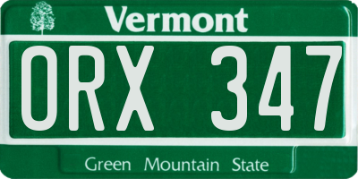 VT license plate ORX347