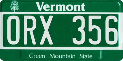 VT license plate ORX356