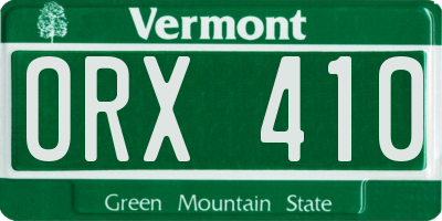 VT license plate ORX410