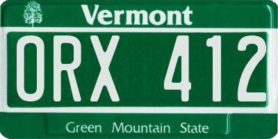VT license plate ORX412