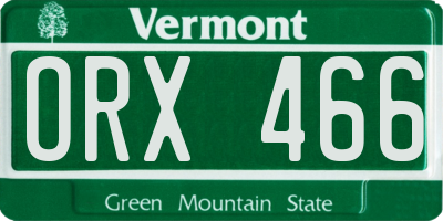 VT license plate ORX466