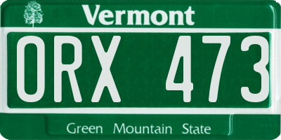 VT license plate ORX473