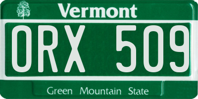 VT license plate ORX509
