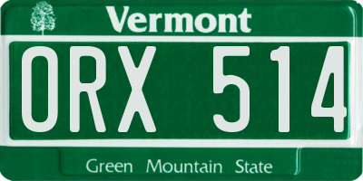 VT license plate ORX514