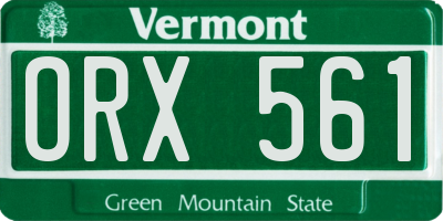 VT license plate ORX561