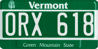 VT license plate ORX618
