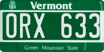 VT license plate ORX633