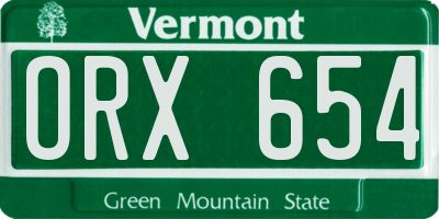 VT license plate ORX654