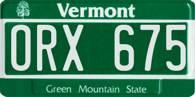 VT license plate ORX675