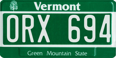 VT license plate ORX694