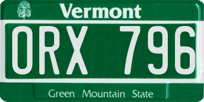 VT license plate ORX796