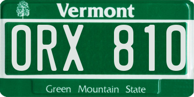VT license plate ORX810