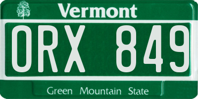 VT license plate ORX849
