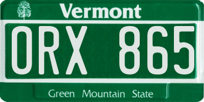 VT license plate ORX865