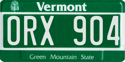 VT license plate ORX904