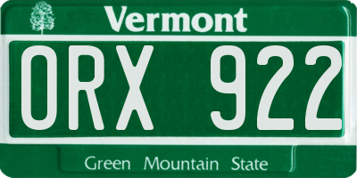 VT license plate ORX922
