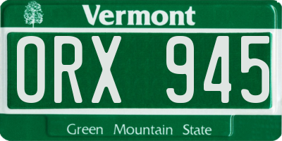 VT license plate ORX945