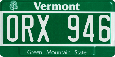 VT license plate ORX946