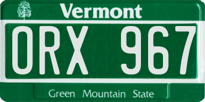 VT license plate ORX967