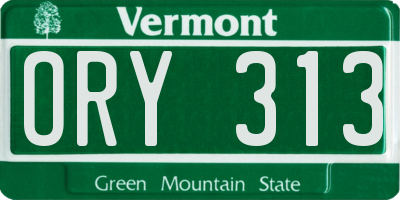 VT license plate ORY313