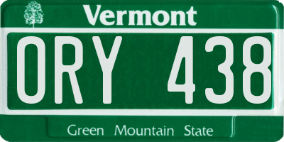 VT license plate ORY438