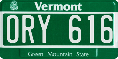 VT license plate ORY616