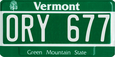 VT license plate ORY677
